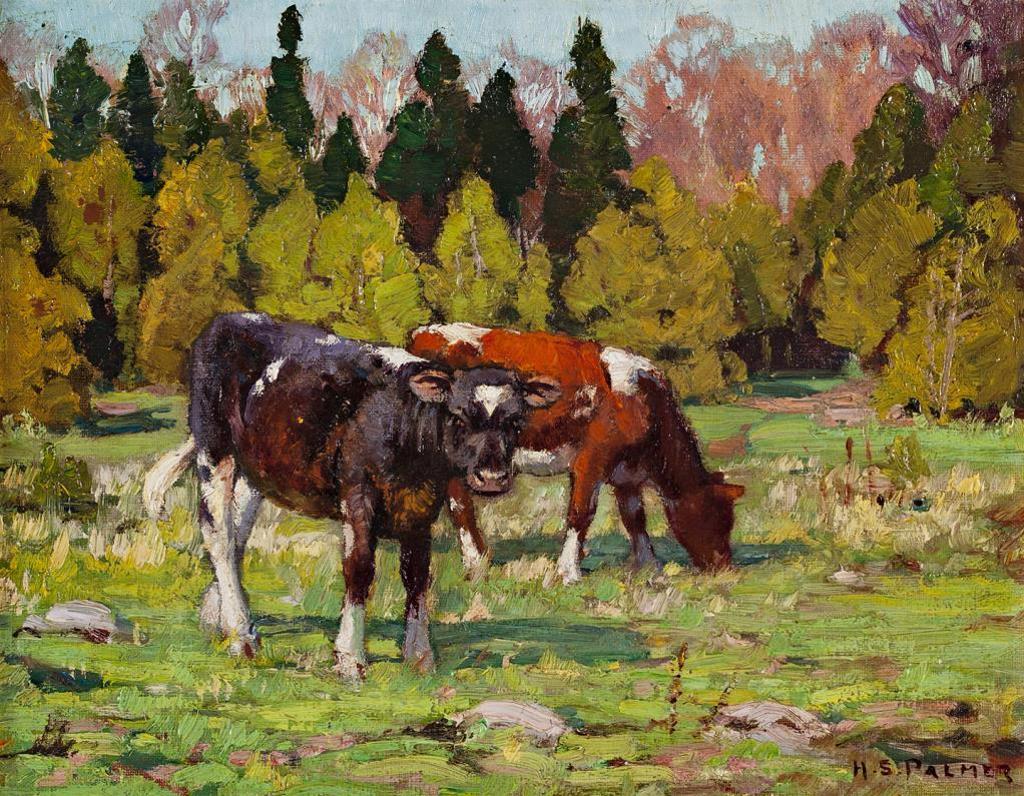 Herbert Sidney Palmer (1881-1970) - Calves Grazing