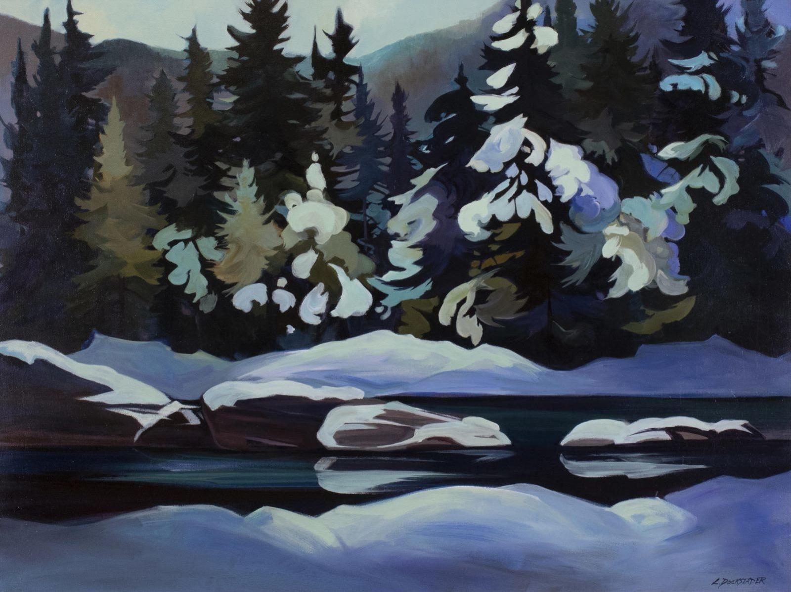 Lorna Dockstader (1947) - Snowy Shapes Along The Elbow River; 2001