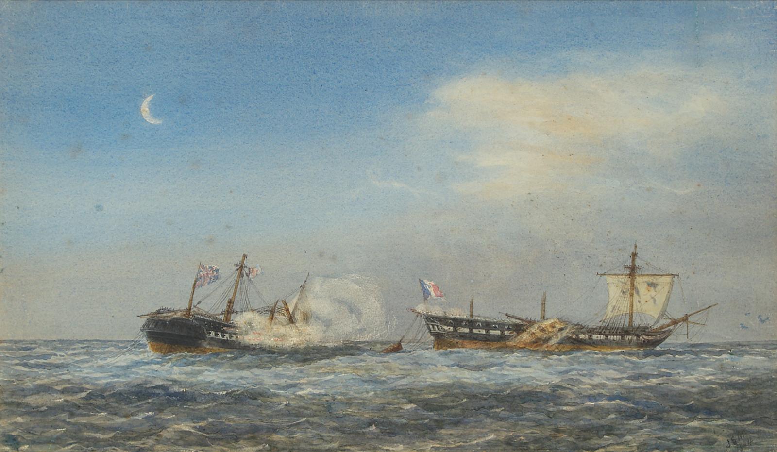 English School - Ships After A Battle, 1884