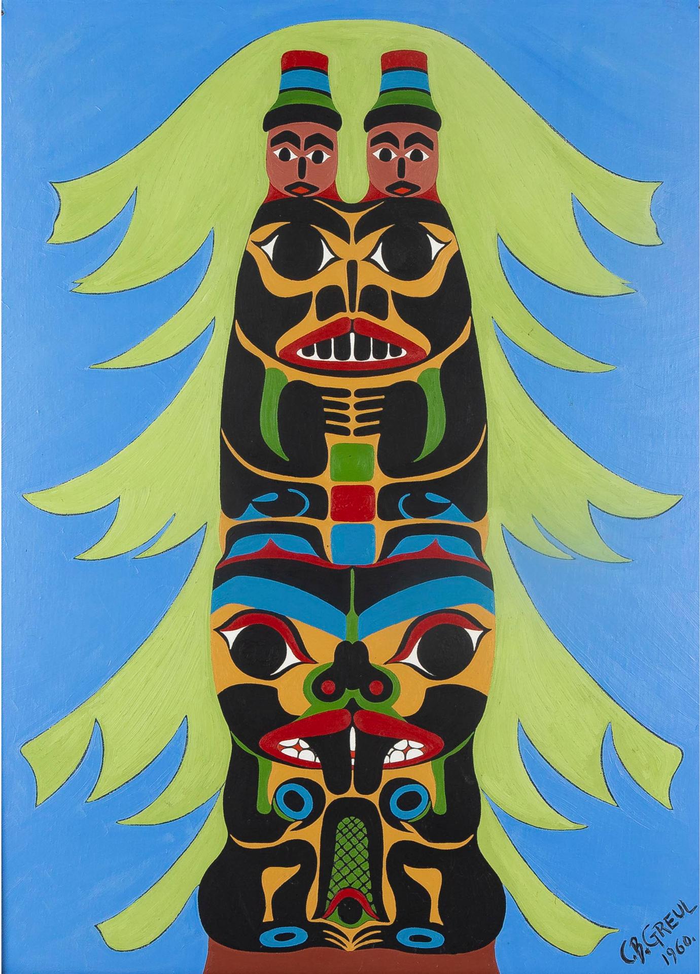 Charles Gruel - Beaver And Man Totem Pole, 1960