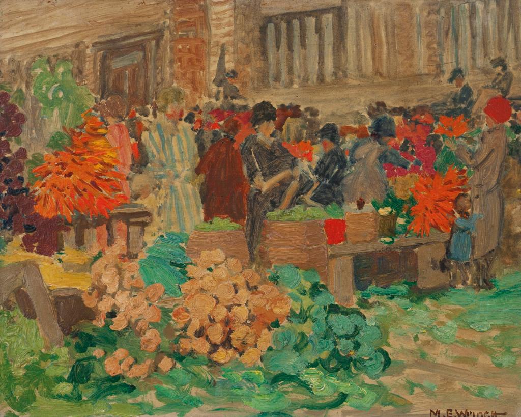 Mary Evelyn Wrinch (1877-1969) - The Old Vegetable Market, Lower Town, Quebec