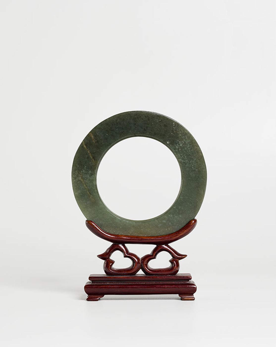 Chinese Art - A Chinese Archaic Green Jade Disc, Huan, Probably Neolithic Period
