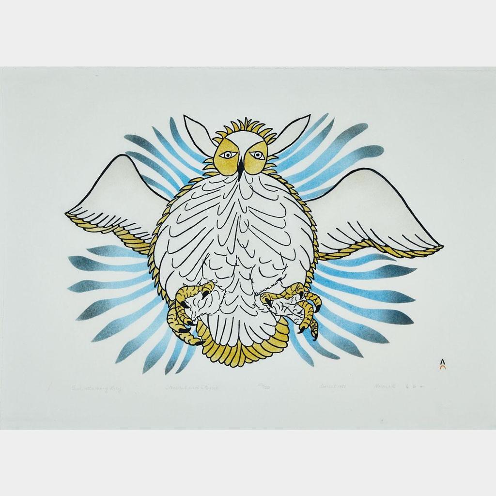 Qaunaq Mikkigak (1932-2014) - Owl Attacking Prey