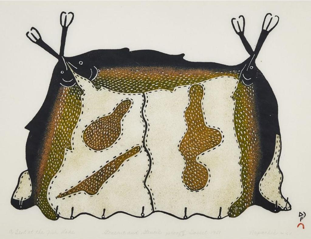 Napatchie Pootoogook (1938-2002) - A Tent At The Fish Lake