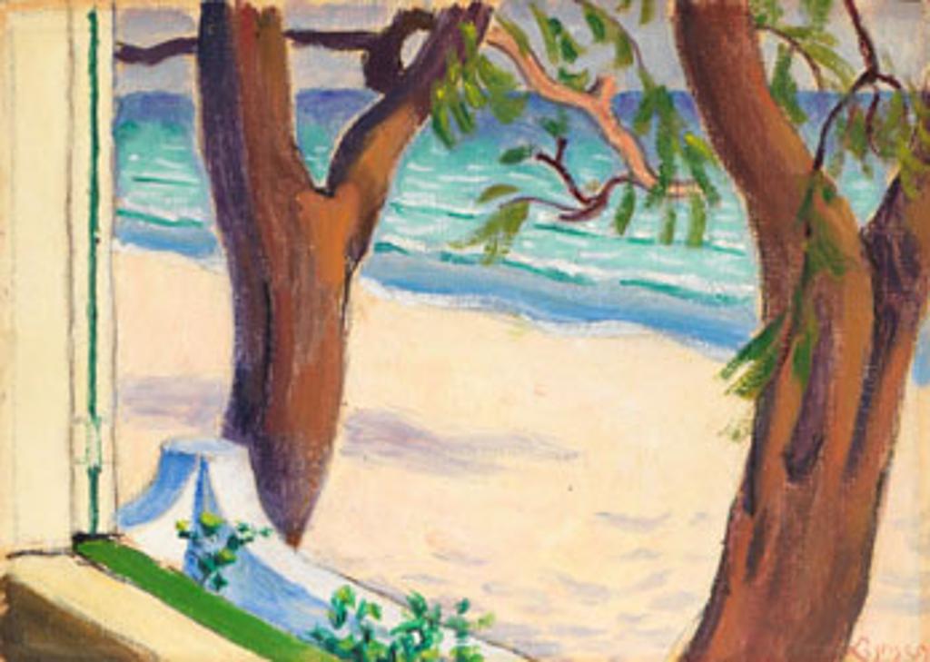 John Goodwin Lyman (1886-1967) - Sunny Beach with Two Trees