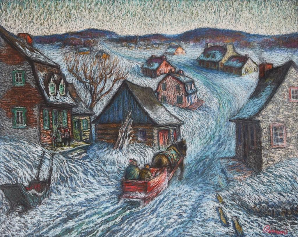 Louis-Paul Perron (1919-2004) - Village in Winter