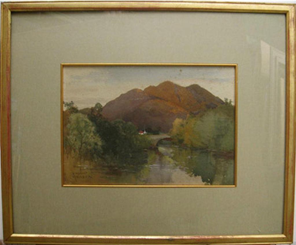John Arthur Fraser (1838-1898) - River Landscape With Bridge; Sawley Bridge