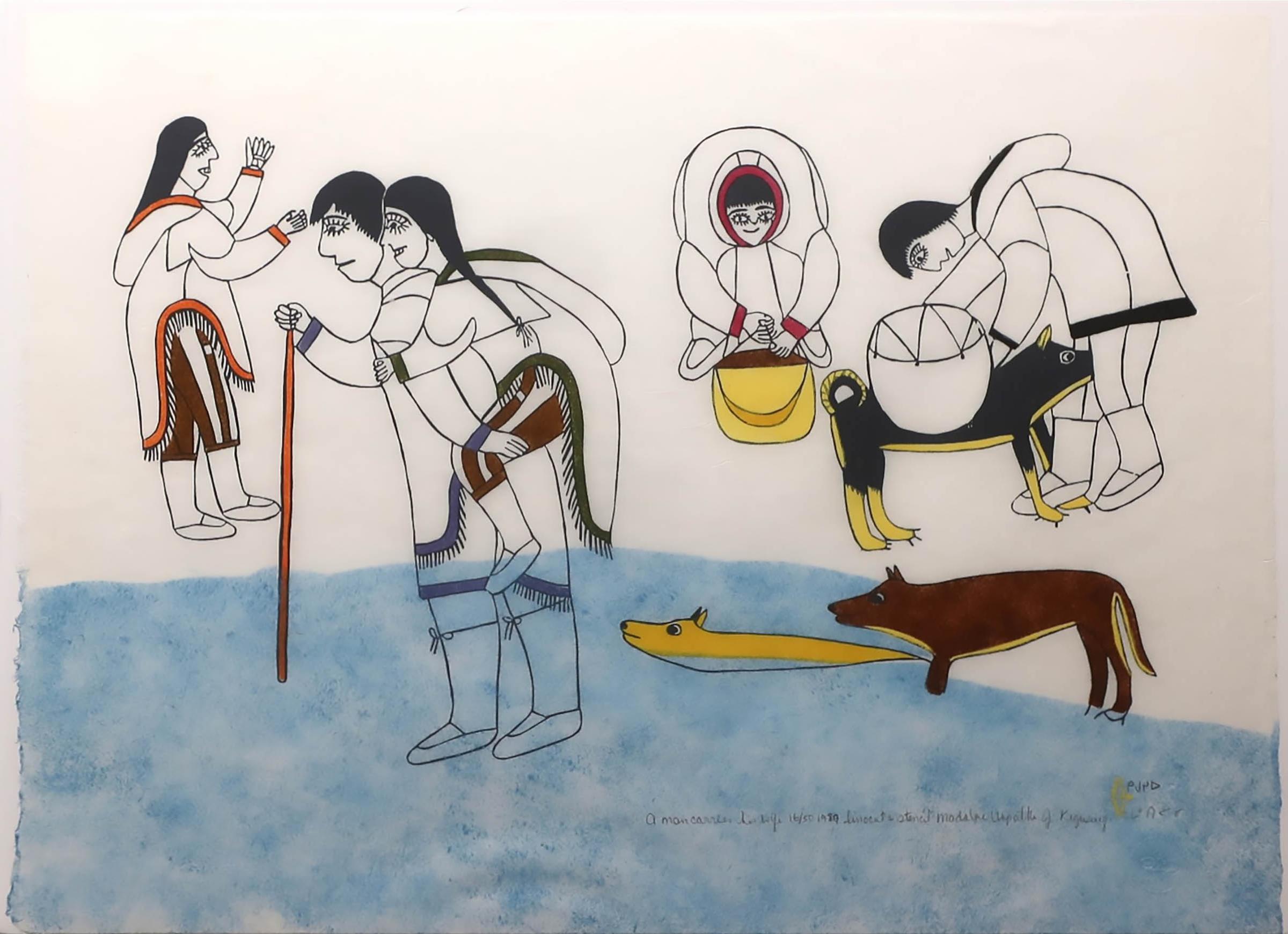 Janet Kigusiuq (1926-2005) - A Man Carries His Wife