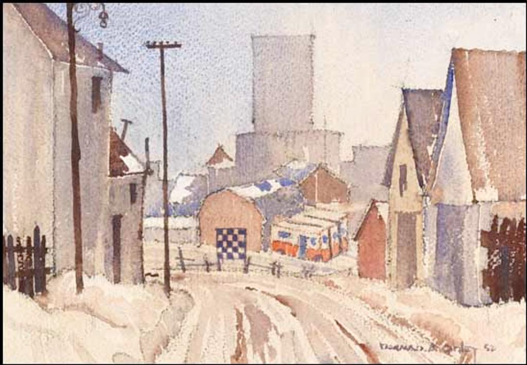 Toni (Norman) Onley (1928-2004) - Snowy Village / City Scene (verso)