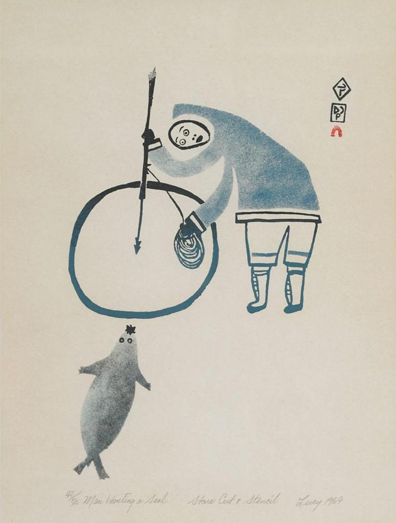 Lucy Qinnuayuak (1915-1982) - Man Hunting A Seal
