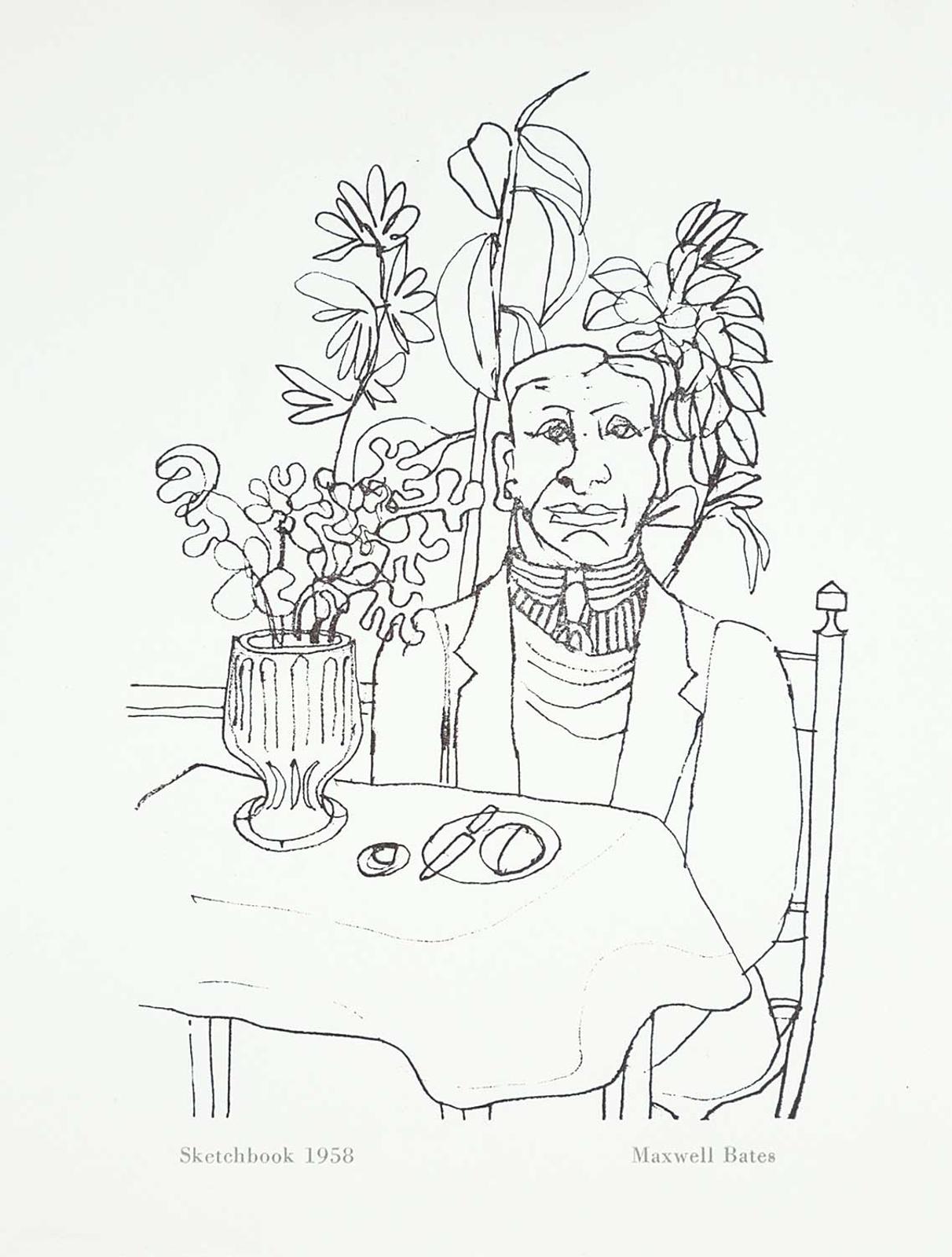 Maxwell Bennett Bates (1906-1980) - Untitled - Man at Table [Sketchbook 1958]