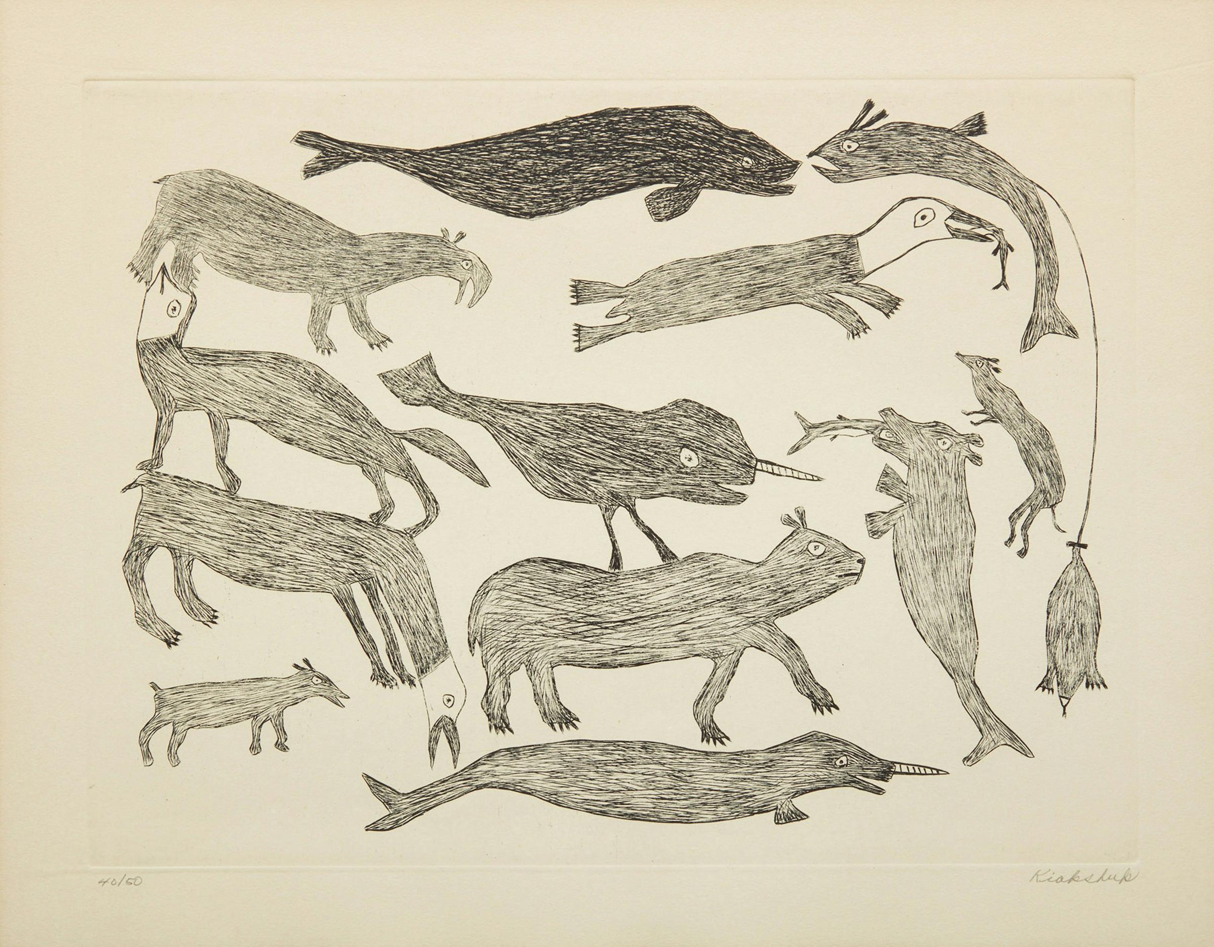 Kiakshuk (1886-1966) - Animals; Untitled