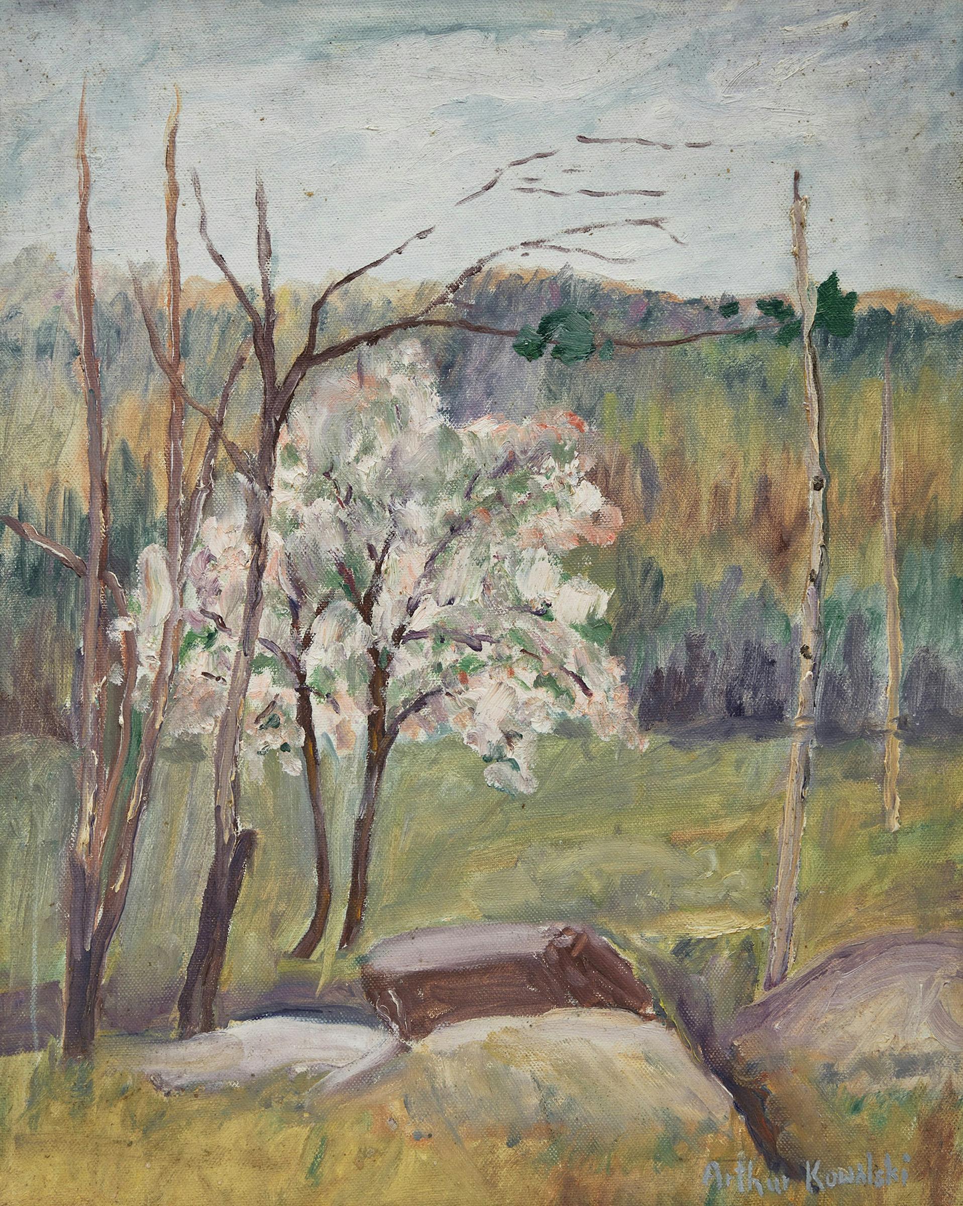 Arthur Kowalski (1893-1958) - Landscape with Cherry Blossoms