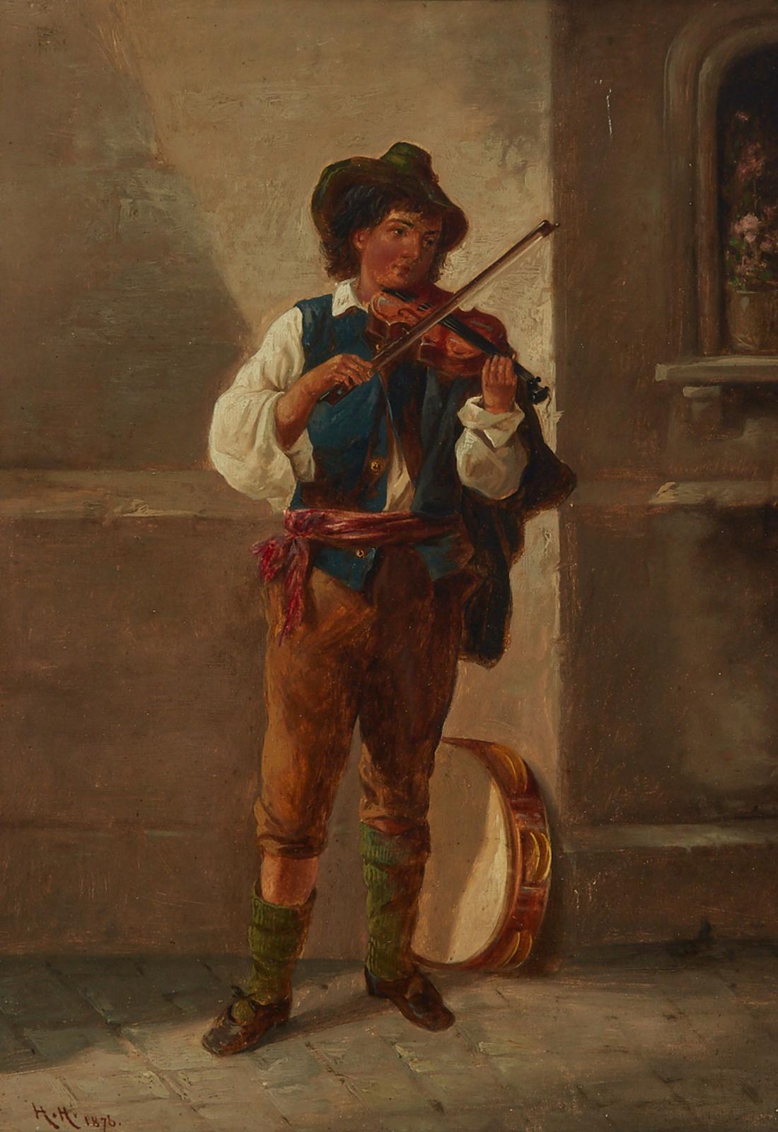 Sir Hubert von Herkomer (1849-1914) - Young Street Musician Playing The Violin, 1876