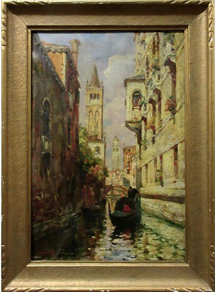 A. Ferretti - Venice Canal Scene With Gondolier