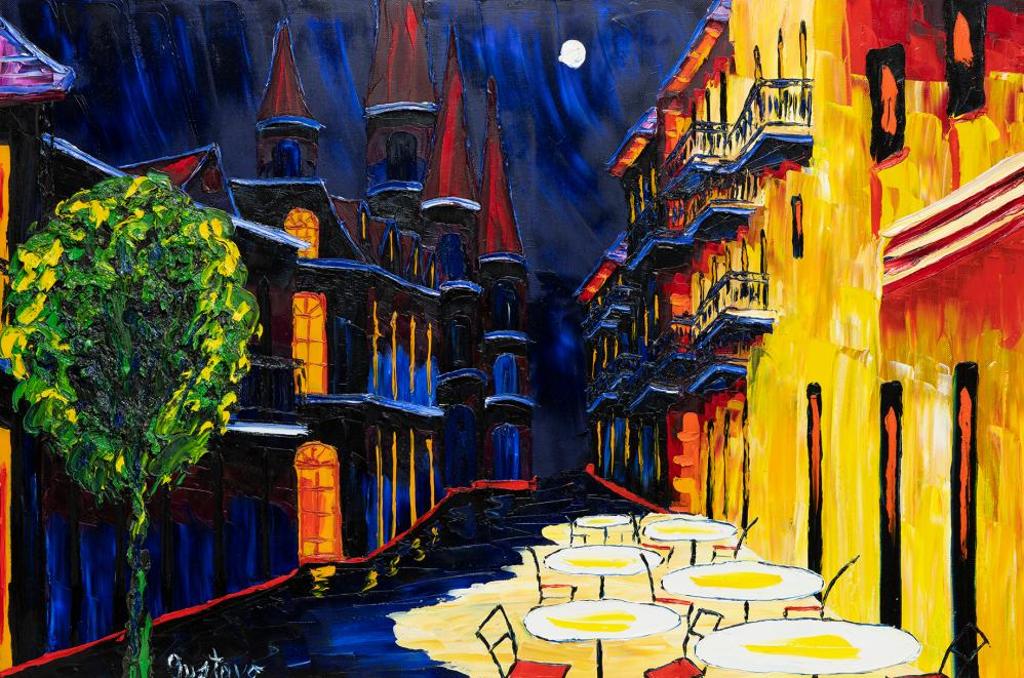 Gustavo Trujillo - Night Scene, Chartres Street, San Louis Cathedral, New Orleans