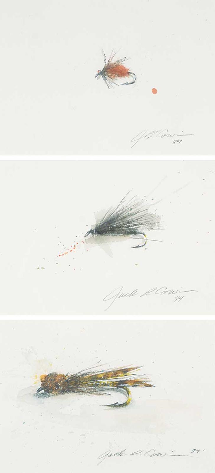 Jack Lee Cowin (1947-2014) - Untitled - Three Killer Flies - Caddis Nuymph / Black Maribou Leach / Muddler Minnow