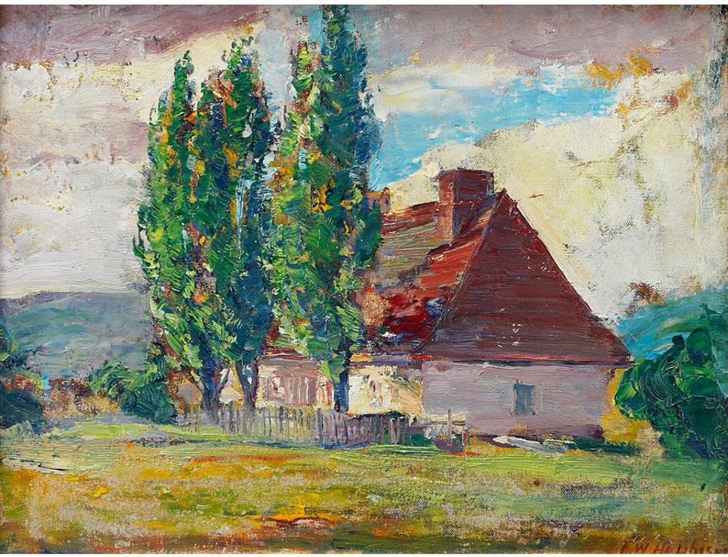 Frederick William Hutchison (1871-1953) - Old House And Poplars