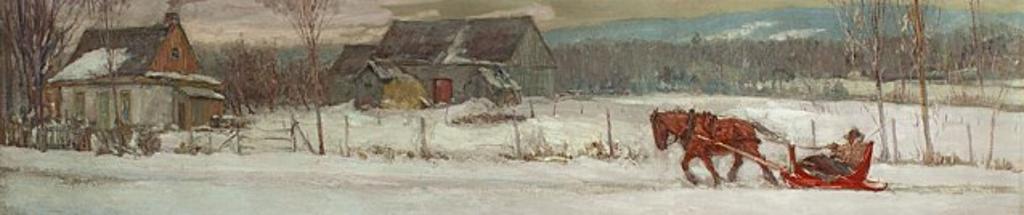 Frederick William Hutchison (1871-1953) - Horse Drawn Sleigh, Winter Evening