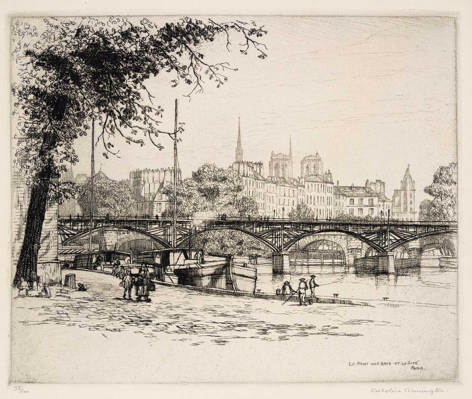 Caroline Helena Armington (1875-1939) - Le Pont des Arts et la Cite Paris