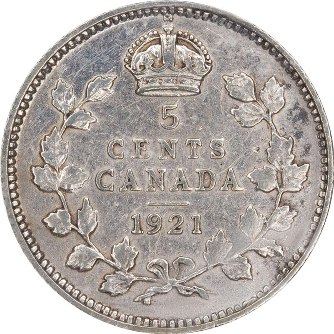 Canada - George V 5 Cents 1921, ICCS F12