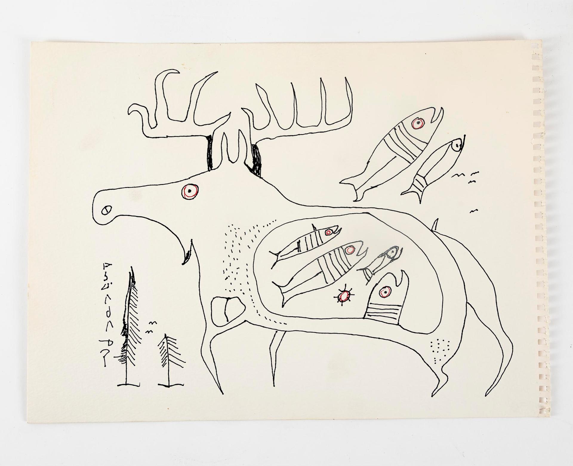 Norval H. Morrisseau (1931-2007) - Moose With Fish Portal