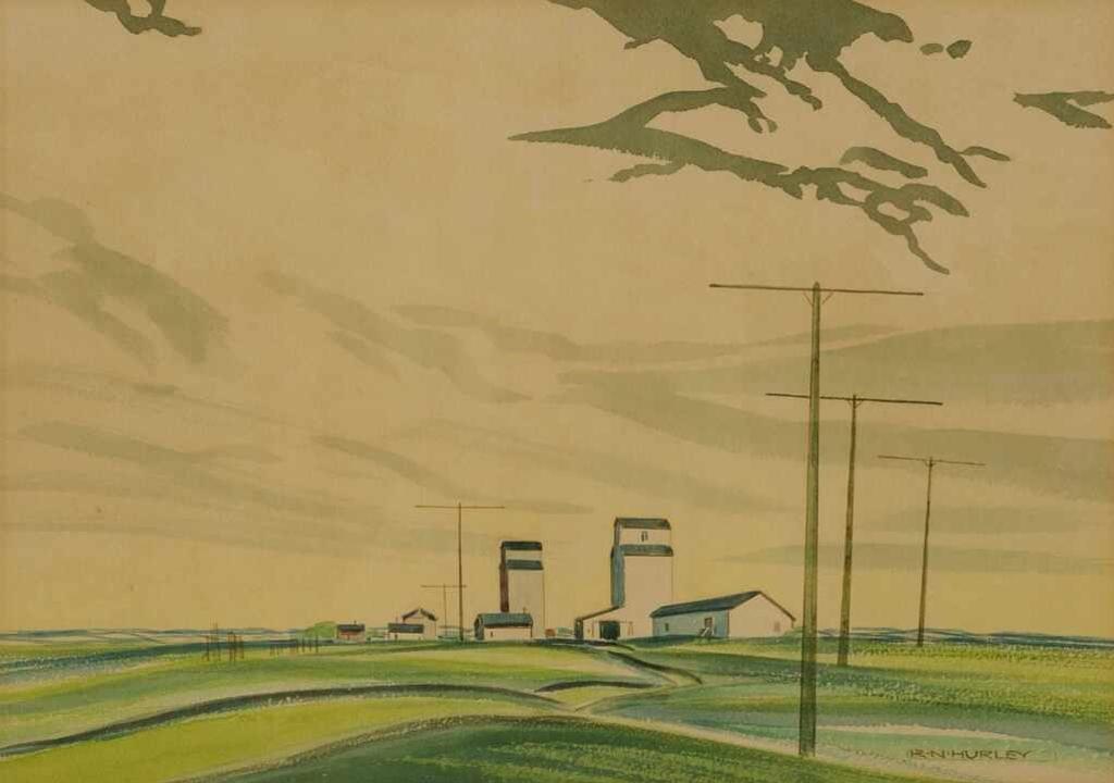 Robert Newton Hurley (1894-1980) - Untitled (Prairie Grain Elevators)