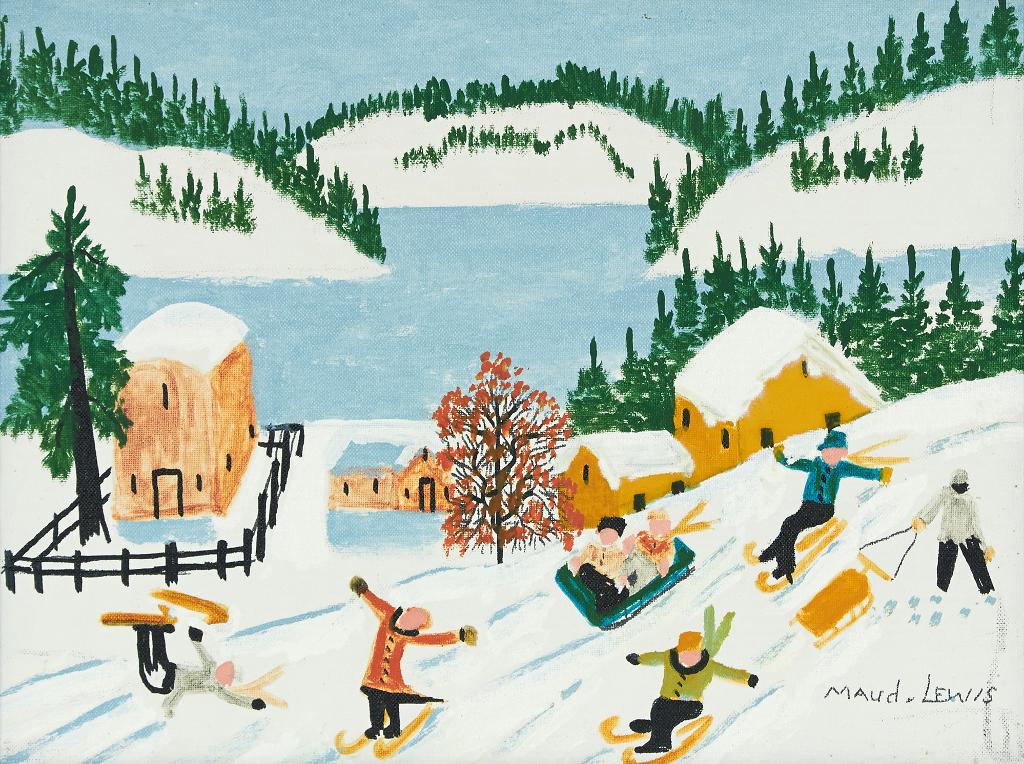 Maud Kathleen Lewis (1903-1970) - Skiing and Sledding Scene