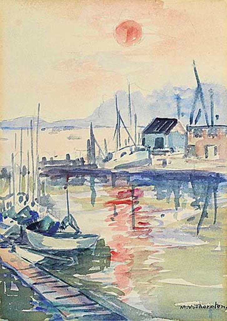 Mildred Valley Thornton (1890-1967) - Untitled - Sunset on the Wharf