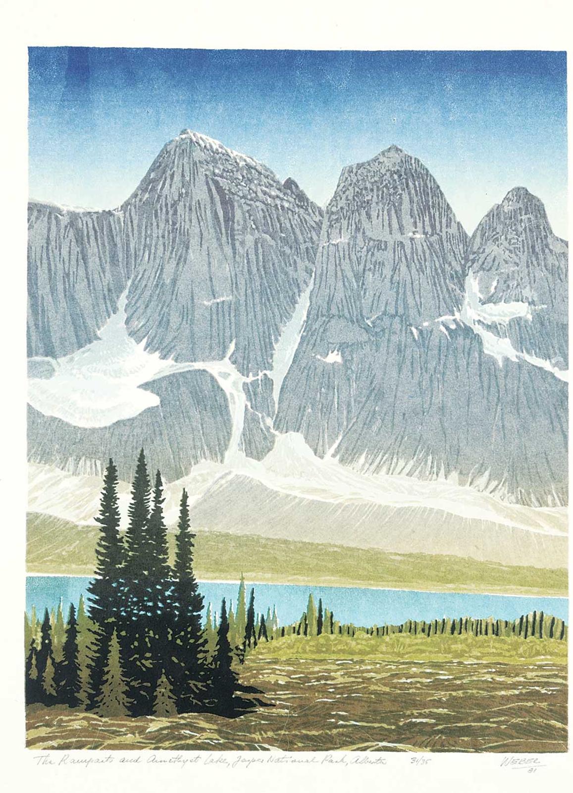 George Weber (1907-2002) - The Ramparts and Amethyst Lake, Jasper National Park, Alberta  #31/35