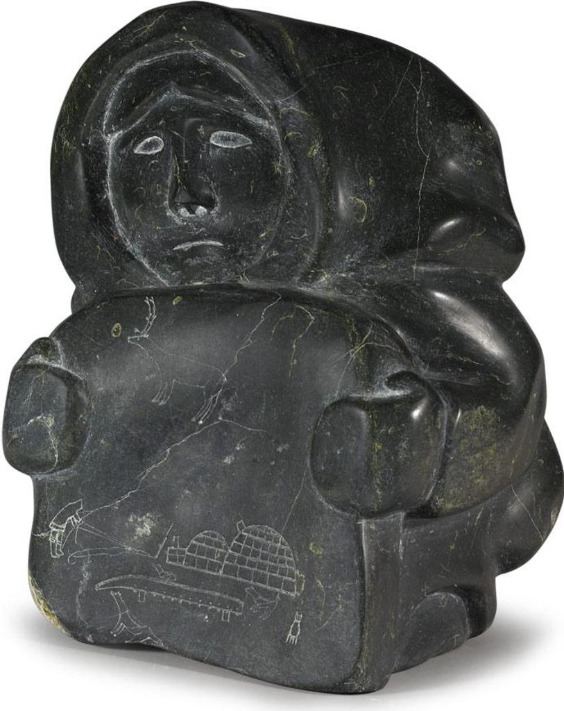 Qavaroak Tunnillie (1928-1993) - Sitting Woman Holding Carving