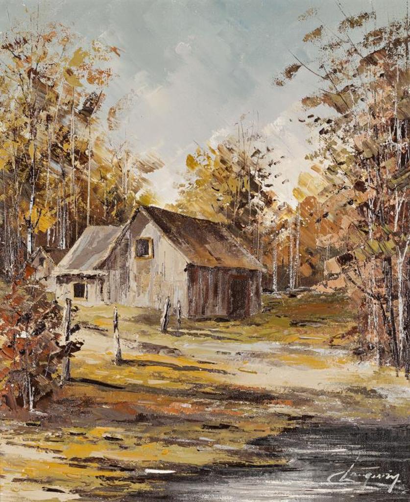 Claude Langevin (1942) - Farmhouse by a Lake