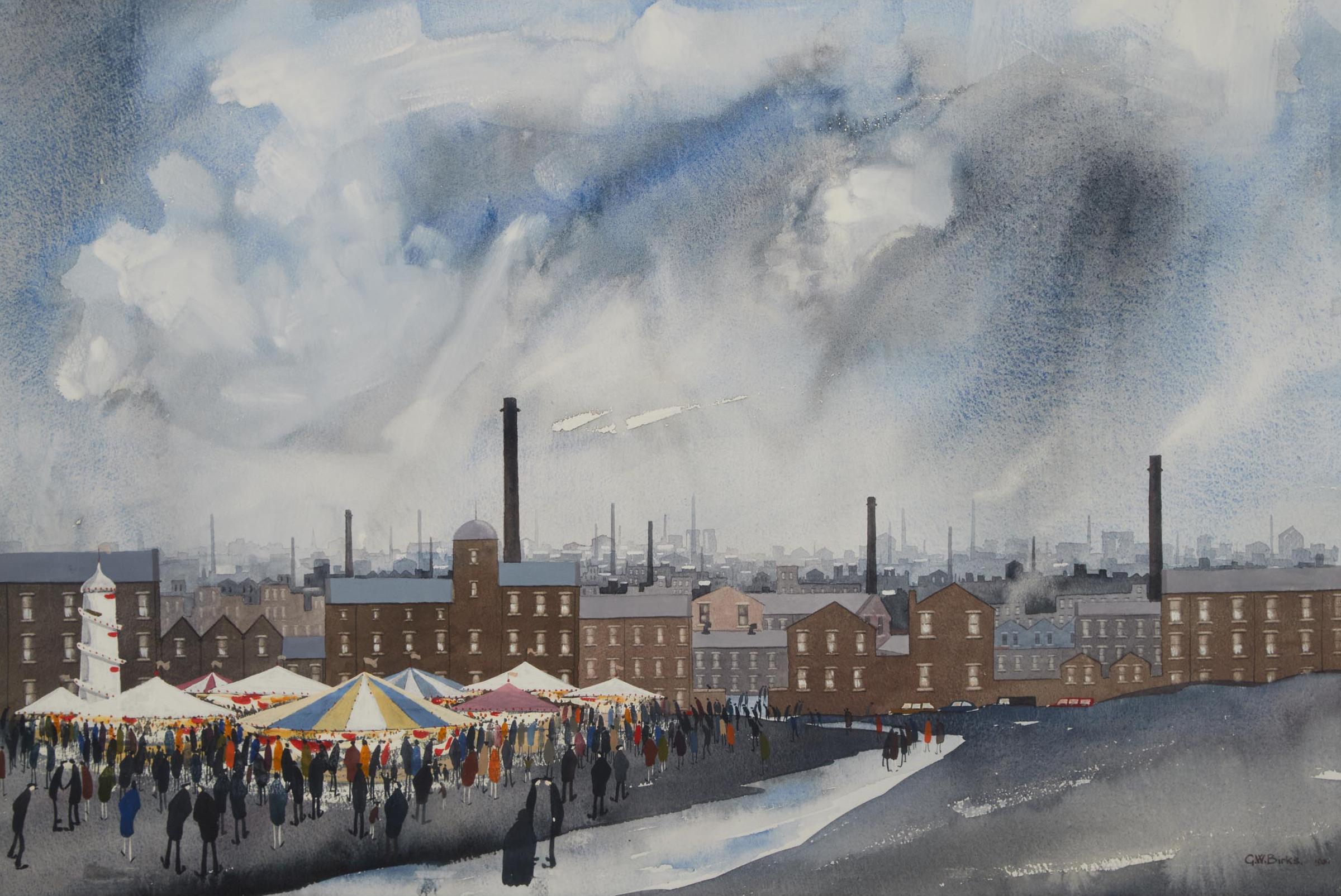 Geoffrey Woolsey Birks - Untitled (Bustling Market Square), 1981