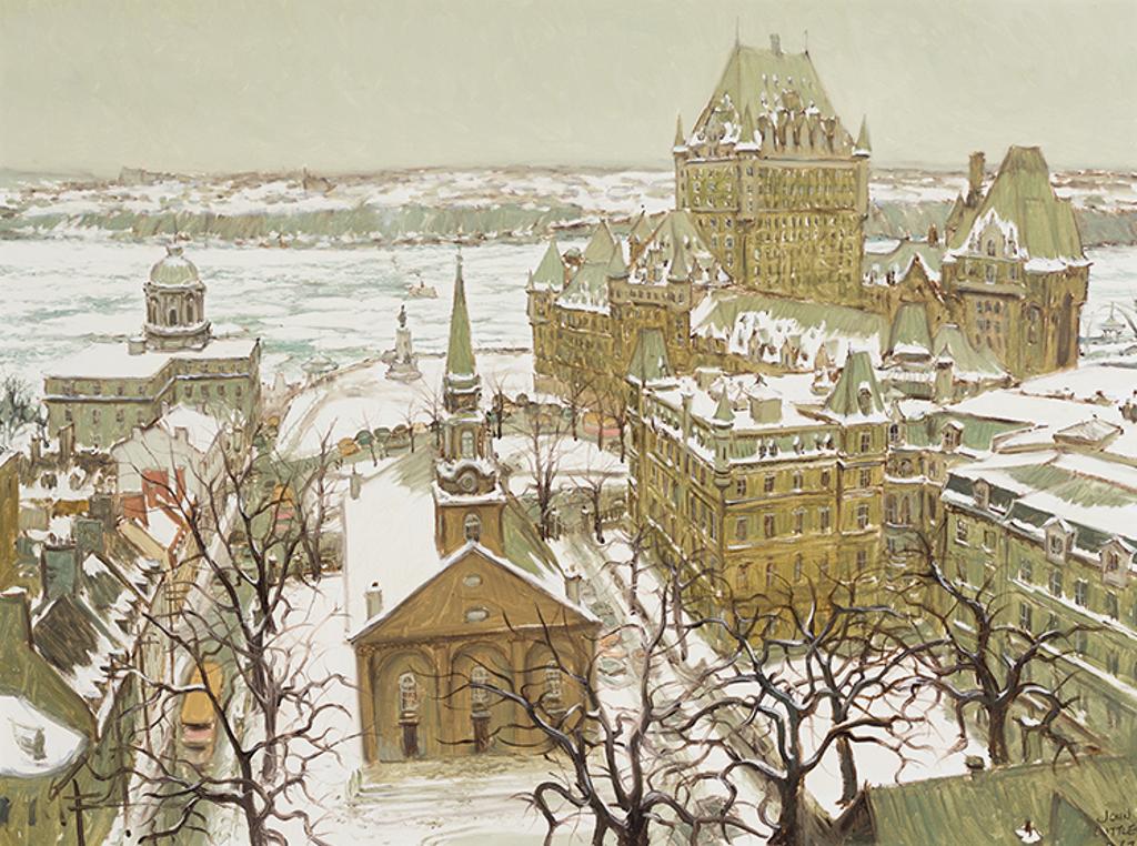 John Geoffrey Caruthers Little (1928-1984) - View of Anglican Cathedral and Place d'Armes, Quebec (from Édifice Price)