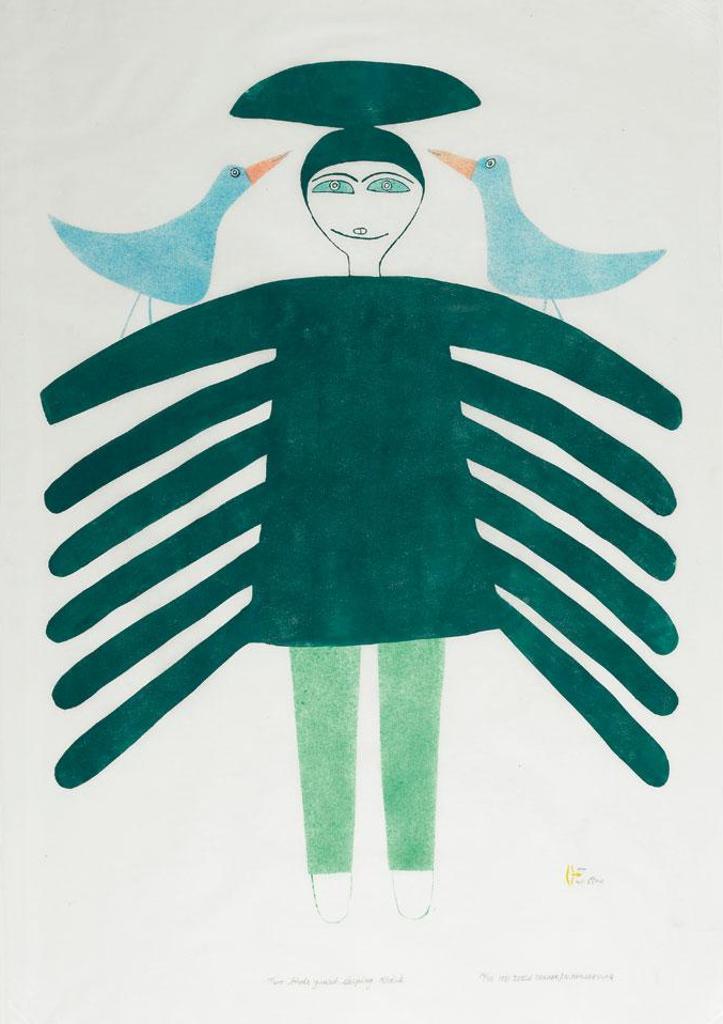 Jessie Oonark (1906-1985) - Two Birds Sleeping With Kiviuk