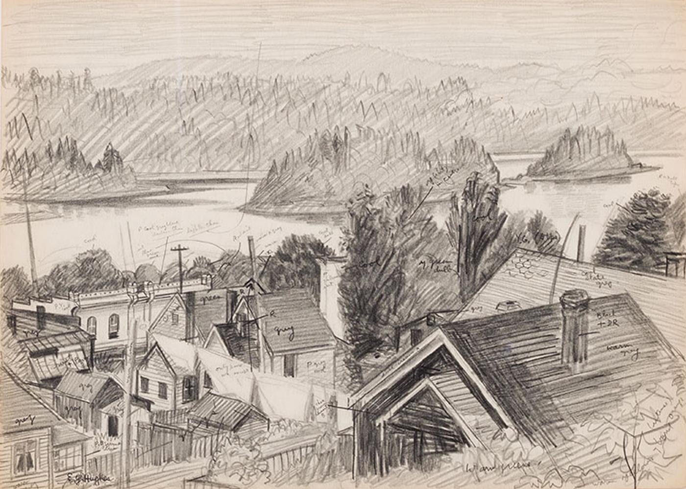 Edward John (E. J.) Hughes (1913-2007) - Above Downtown Ladysmith