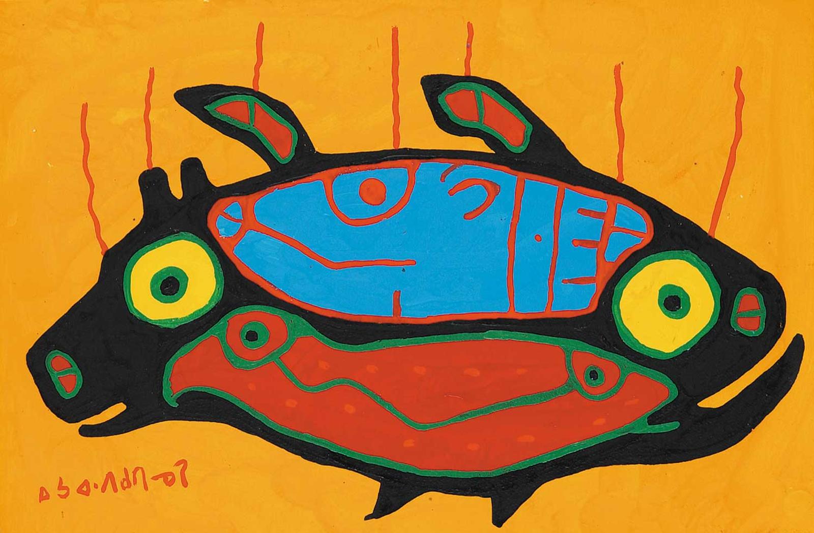 Norval H. Morrisseau (1931-2007) - Bear Fish with Spirits