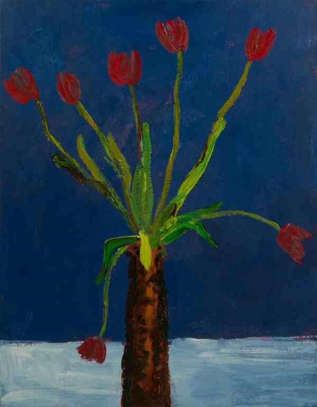 Greg Hardy (1950) - Red Tulips, Blue Background, 1999