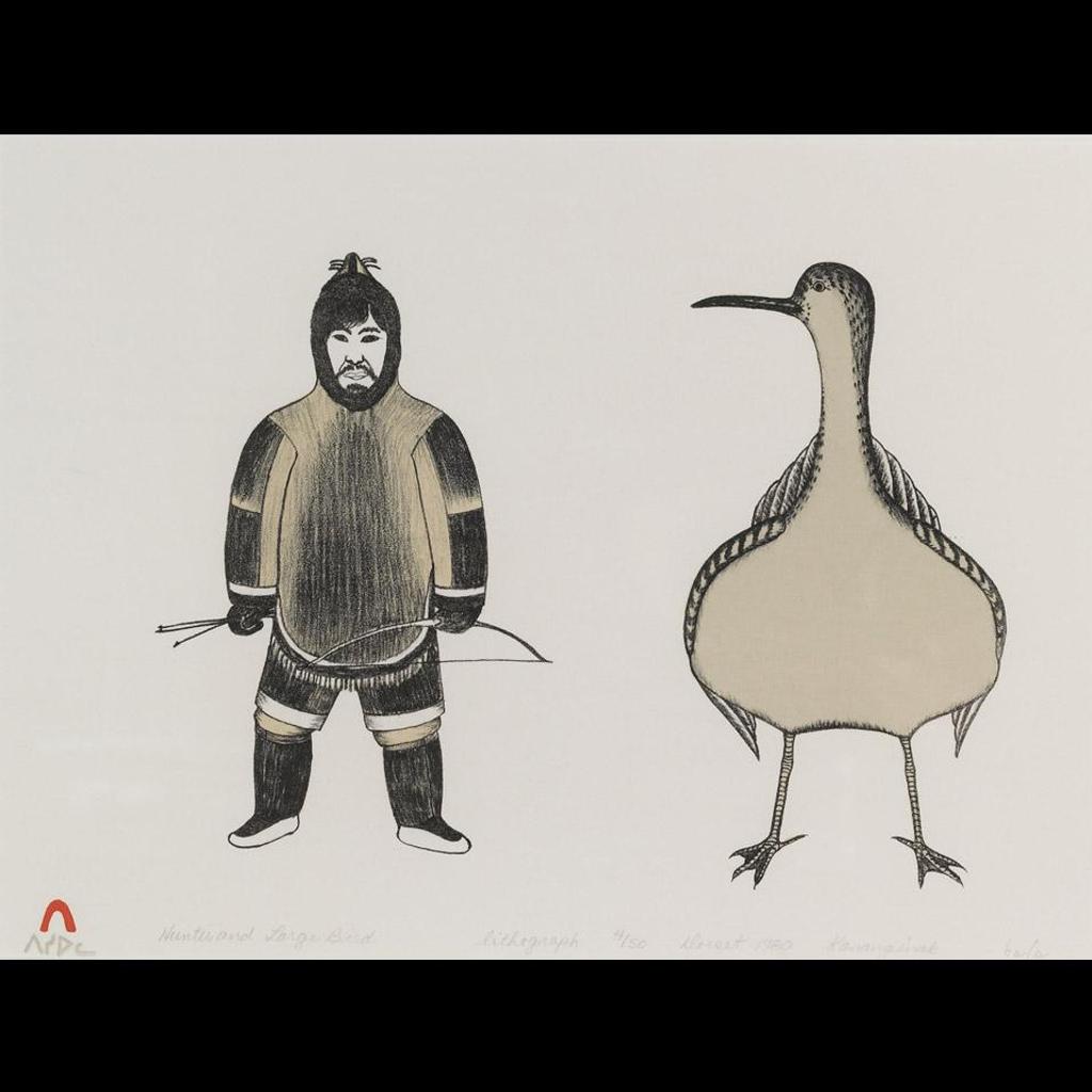 Kananginak Pootoogook (1935-2010) - Hunter And Large Bird