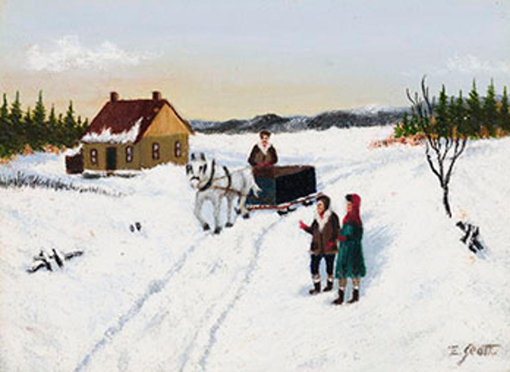 Ethel Seath (1879-1963) - Horse-drawn Sleigh on a Path in Winter
