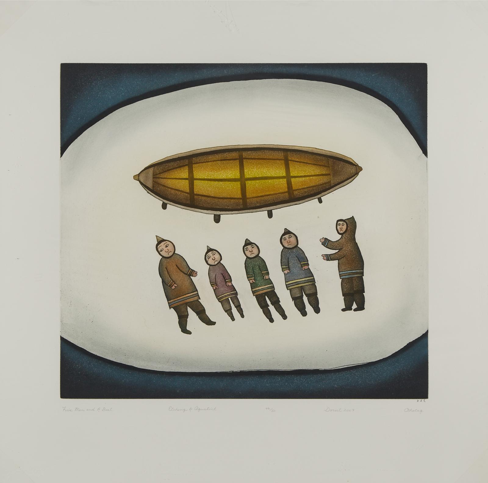 Ohotaq (Oqutaq) Mikkigak (1936-2014) - Five Men And A Boat