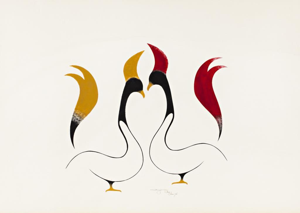 Benjamin Chee Chee (1944-1977) - Ojibwa, Crested Birds, 1976