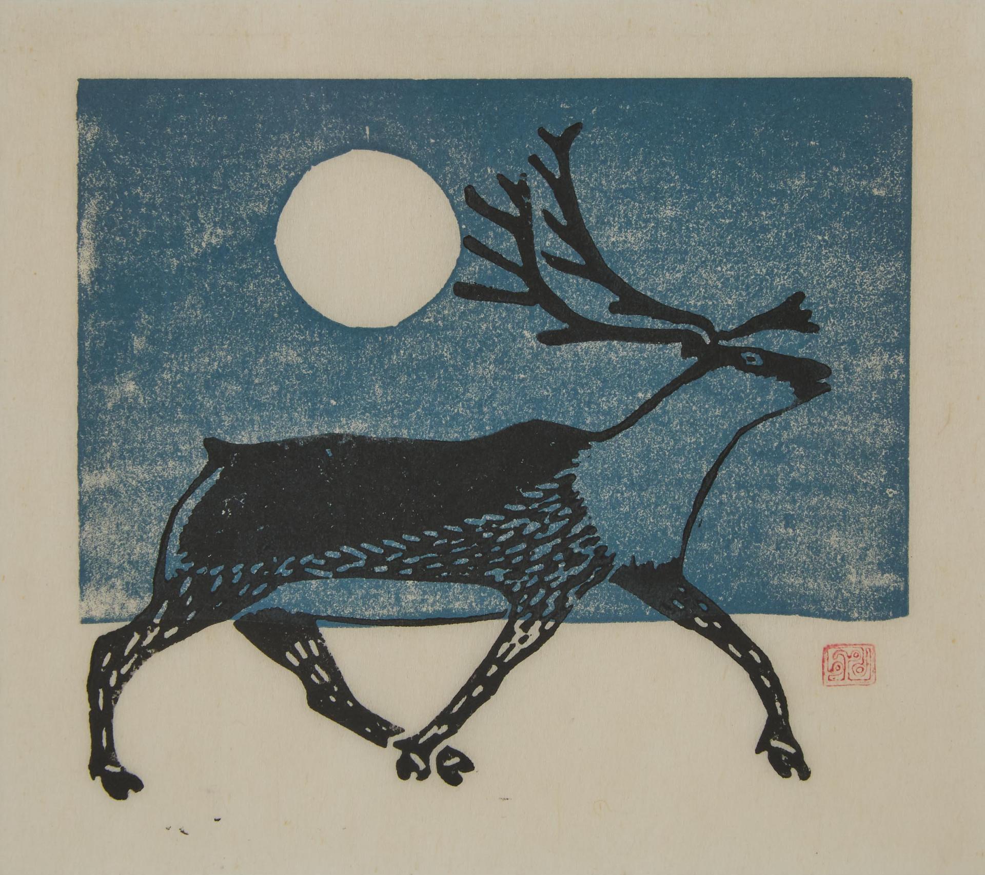 Kananginak Pootoogook (1935-2010) - Running Caribou