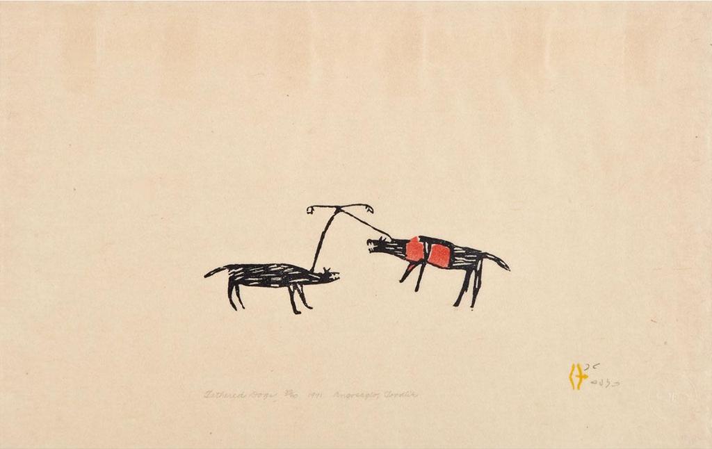 Luke H.Amitnaaq Anguhadluq (1895-1982) - Tethered Dogs