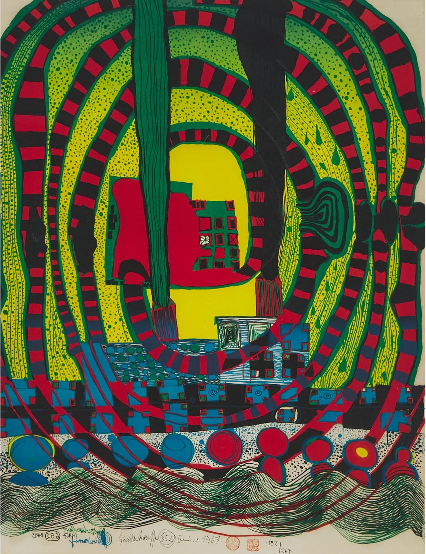 Friedensreich Hundertwasser (1928-2000) - Seereise Ii - Reise Zur See Und Mit Der Bahn (Journey Ii And Travel By Rail), 1967 [koschatzky, 25]