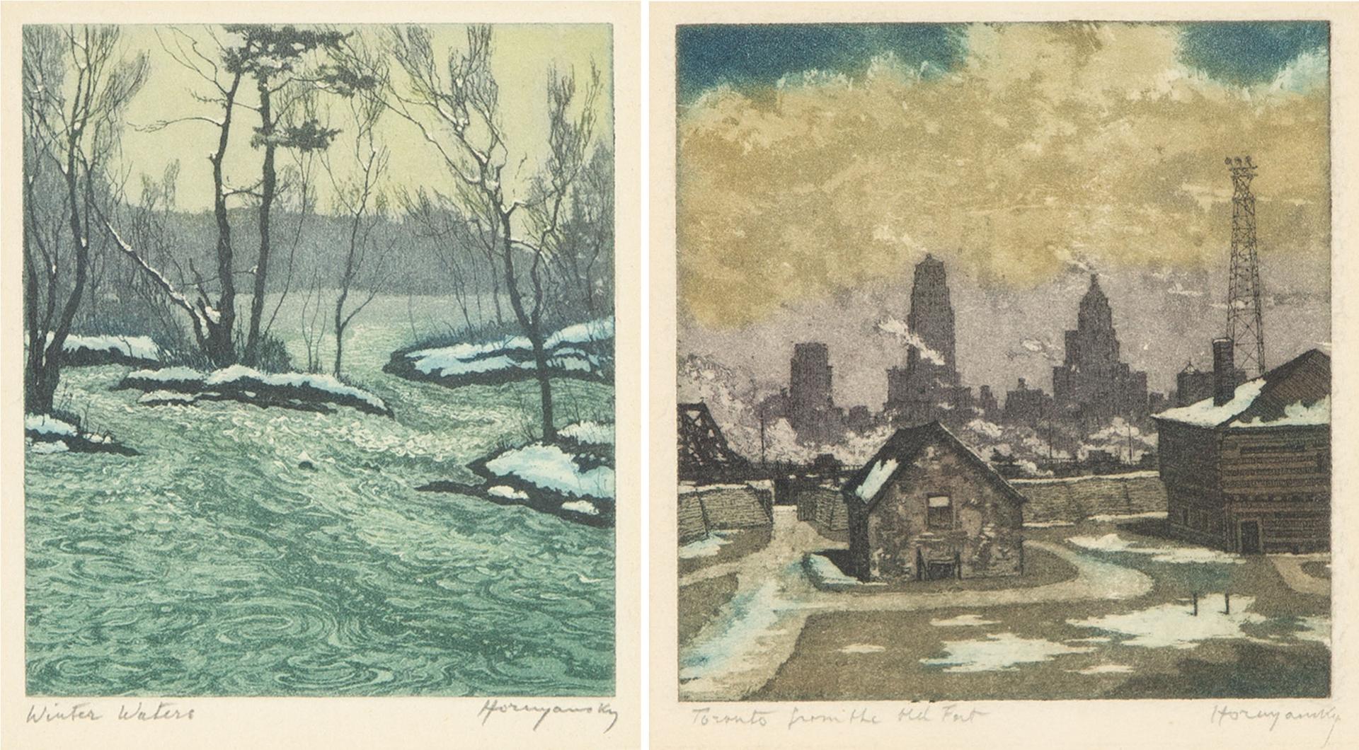 Nicholas Hornyansky (1896-1965) - Toronto From The Old Fort; Winter Waters