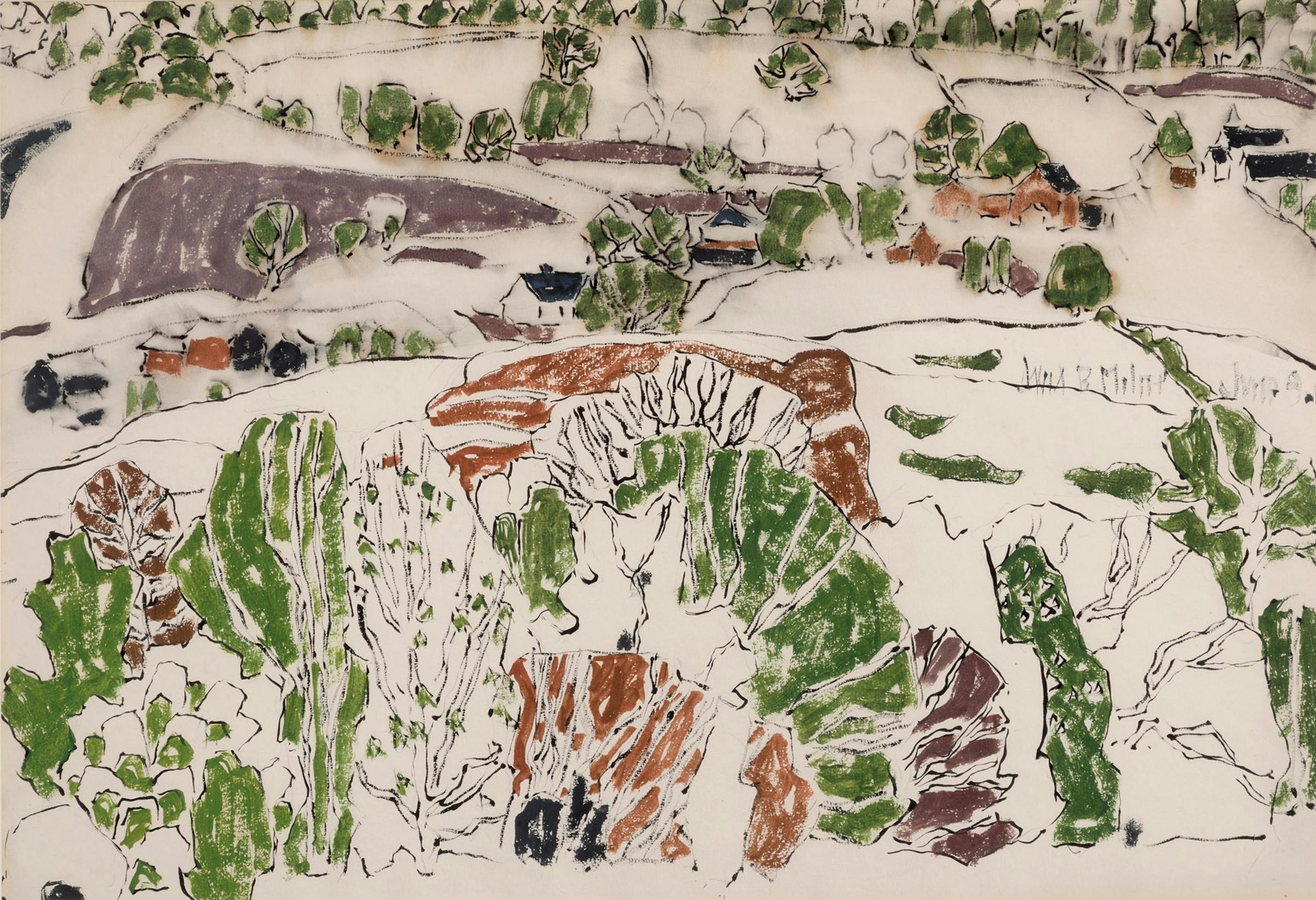 David Browne Milne (1882-1953) - Green and Brown, Boston Corners, 1917