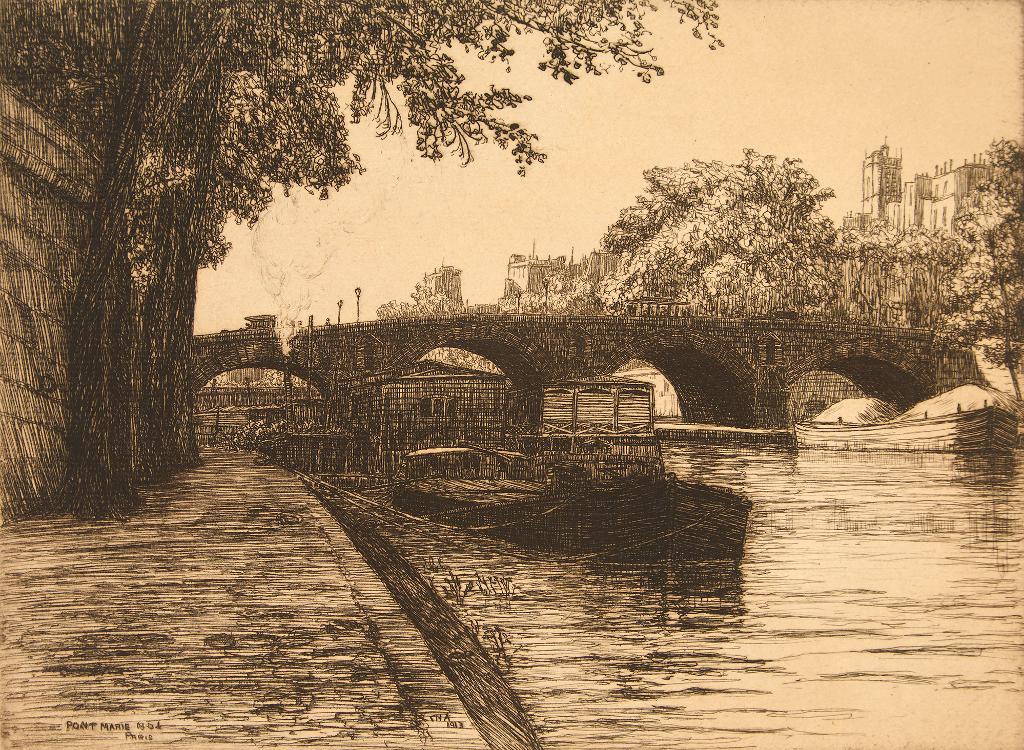 Caroline Helena Armington (1875-1939) - Pont Marie, Paris, No.1; Le Pont des Arts, Paris No. 2
