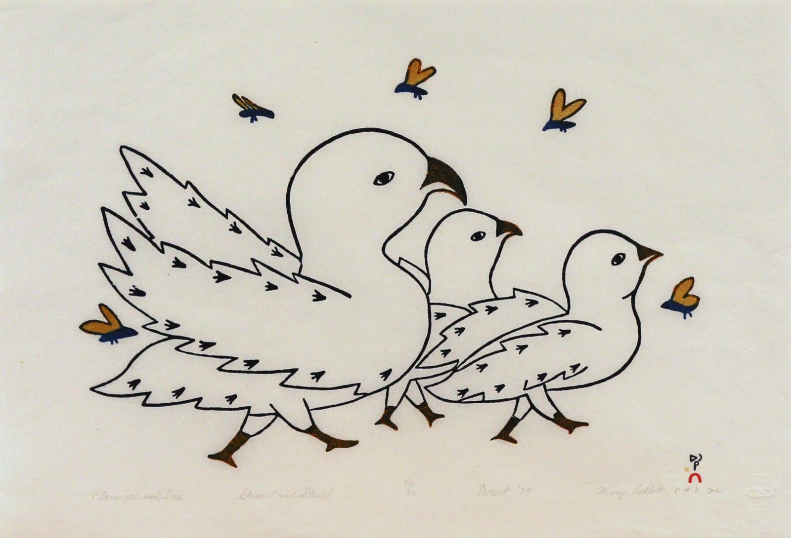 Mary (Samuellie) Pudlat (1923-2002) - Ptarmigan And Bees; 1979