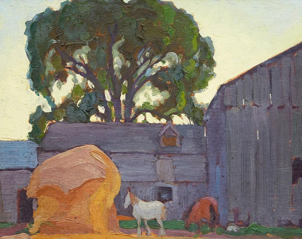 Frederick Stanley Haines (1879-1960) - Untitled - Horses, Hay and Barn